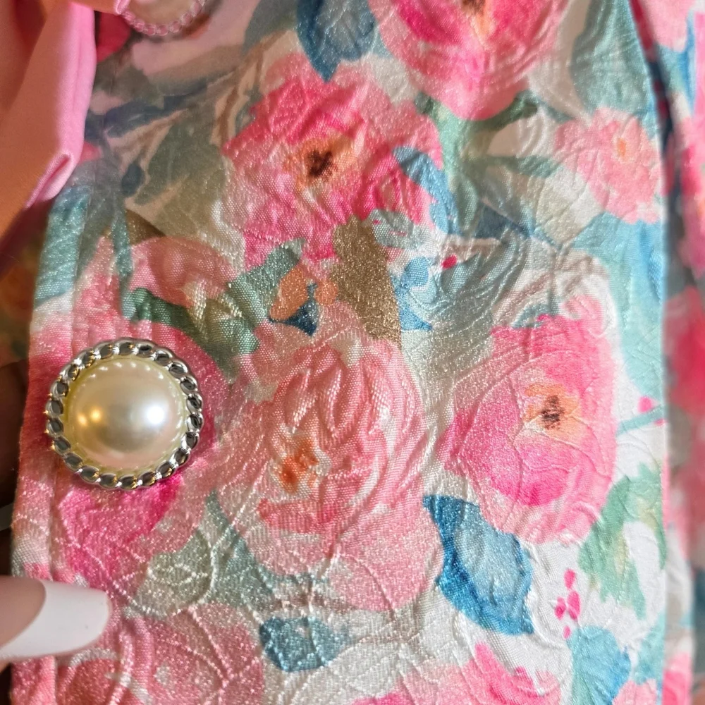 Blueberi Boulevard Floral Dress And Coat Set Girls Size 5 Pink Easter Party